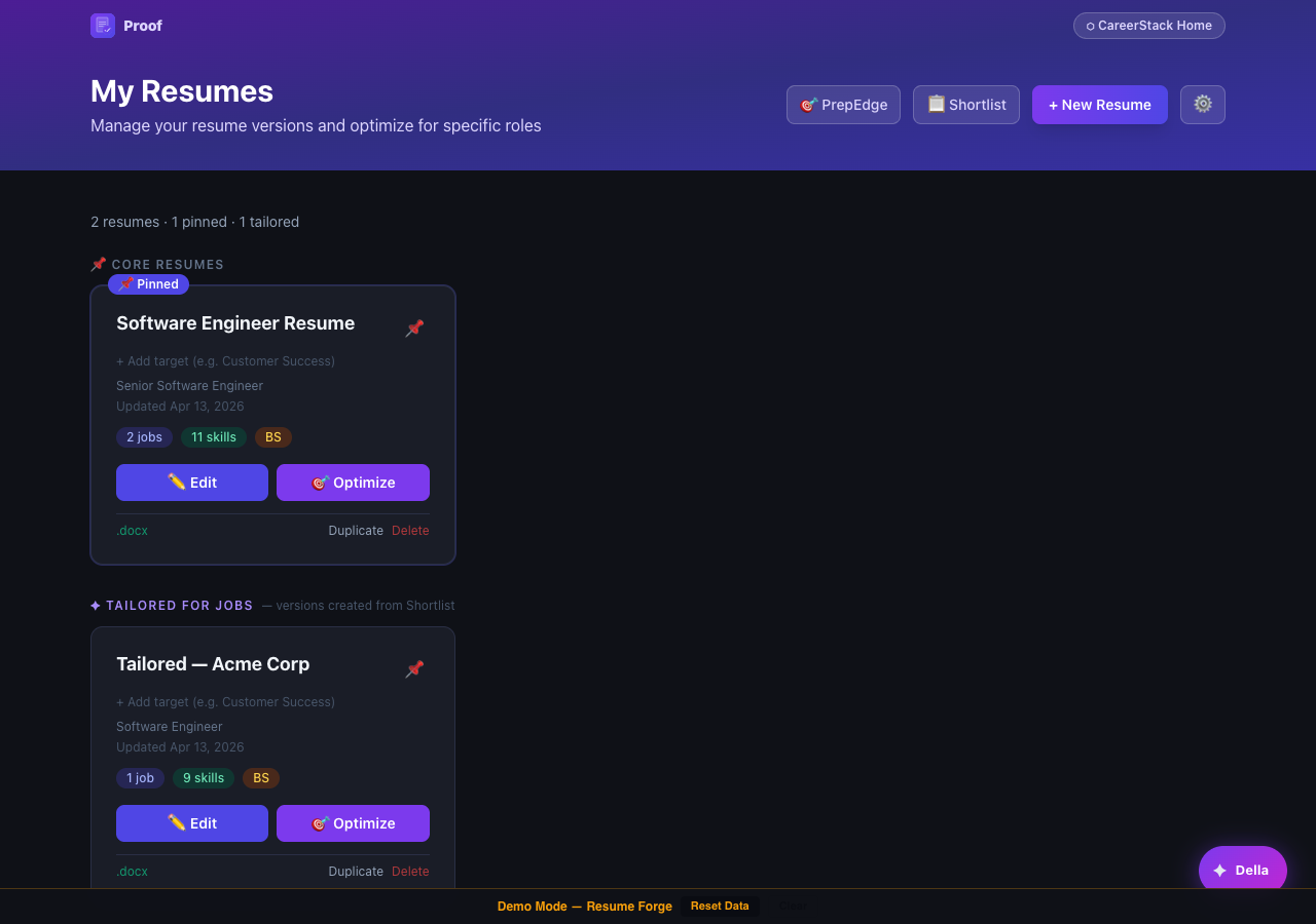 Proof resume builder